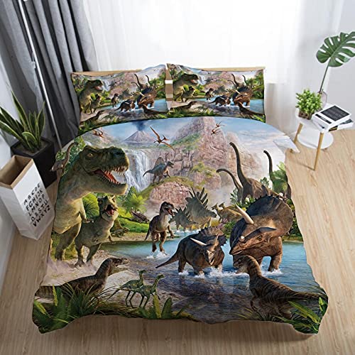 Juego de Cama 3D Funda nórdica Impreso de Dinosaurio tiranosaurio Rex Regalos para Chicas jovenes-Suelto-135x200cm