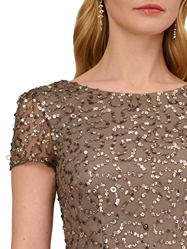Image of Adrianna Papell Women's Beaded Short Sleeve Gown