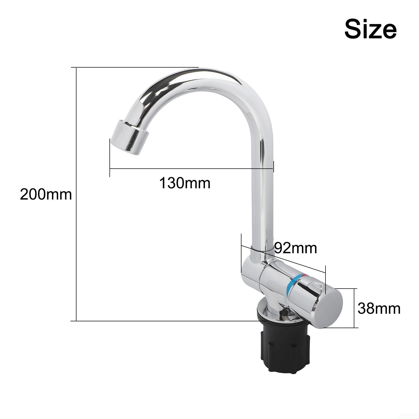 Grifo plegable para caravanas, autocaravanas, cobre y cromo, giratorio 360°, plegable 180°, grifo de agua caliente y fría, ahorro de espacio, para camping, barco, cocina, baño, plata