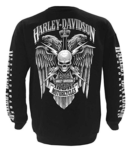 Harley-Davidson Men's Lightning Crest Fleece Pullover Sweatshirt, Black2