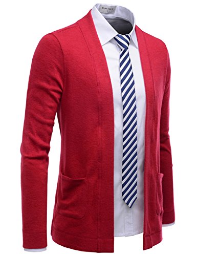 NEARKIN (NKNKCAC5 Open Front Daily Look Buttonless Knitwear Cardigan Sweaters RED US S(Tag Size S)
