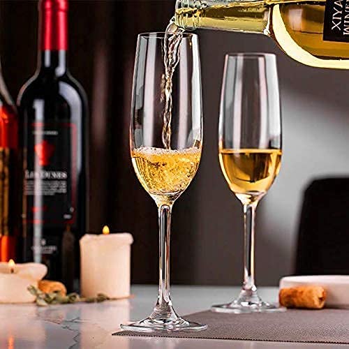 Image of Crystal Champagne Flute Glasses 250 ml, Slim Wine Glass, Premium Champagne Glass, Gift for Birthday, Wedding, Anniversaryset of 6 (Juice Glass $$)