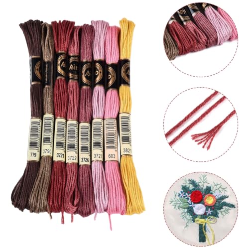 Image of 8 Skeins 70 Yards Dark Pink Embroidery Floss for Jewelry Knitting