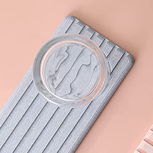 Wisyurt 2 PCS Water Absorbent Diatomite Coasters Rectangle Grooved Design Water Absorbing Stone Gray, Grey - Image 4