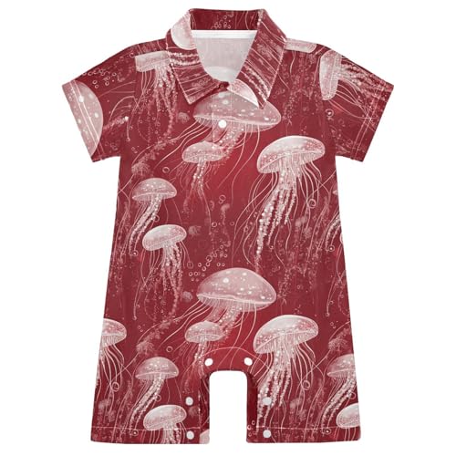 Cotton Baby Boy Clothes Polo Neck Comfy Baby Unisex Outfit for Summer 3M Cartoon Jellyfish