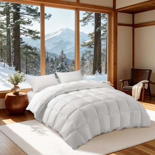 LBRO2M Canadian Luxury Goose Down Comforter Queen Size, 75% Goose Down 850+ Fill Power Duvet with...