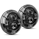 SUPAREE DOT 7 Inch Round Led Headlight with Hi/Lo Beam Anti-Glare True Z-shaped Cutoff Line H6024 Black Head Lights, Plug & Play Compatible With Jeep Wrangler JK JKU TJ LJ CJ Hummer H1 H2, 2Pcs