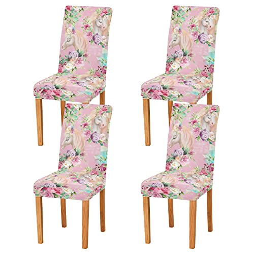 Kigai Unicorn Princess Chair Covers Stretch Spandex Dining Room Chair Covers Chair Slipcover Stretch Chair Covers For Dining Room (2 Pack) #TOP1