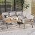 DWVO 4-Piece Outdoor Sectional Sofa Set, All-Weather Wicker L-Shaped 5-Seater Patio Furniture with Removable Cushions & Side Table, Boho Conversation Set for Backyard, Porch, Deck (Grey)