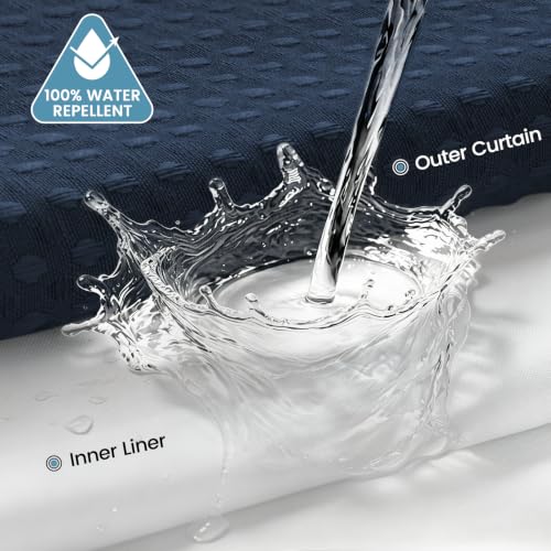 EUTXL Heavyweight Ringless Shower Curtain with Liner, Navy Blue,71x86 by EUTXL - Used condition - Image 7