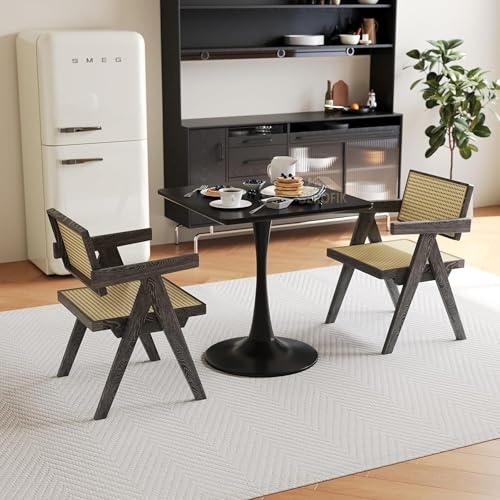 Image of Square Wooden Pedestal Table, Accent Bedside Table,Modern Coffee End Table for Living Room, Bedroom and Balcony with Square Design Table (Black, 18 * 18 * 24 inches)