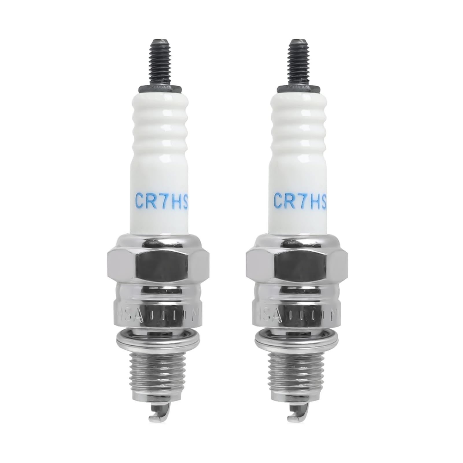 2 Piezas Bujía Compatibile con NGK CR7HSA C7HS, Bujías Níquel de Encendido, Terminal de Tuerca para Motos, Ciclomotores y Scooters, Reemplazo para CR7HSA con Rosca de 10 mm, Antiparásito Alto Rendimie