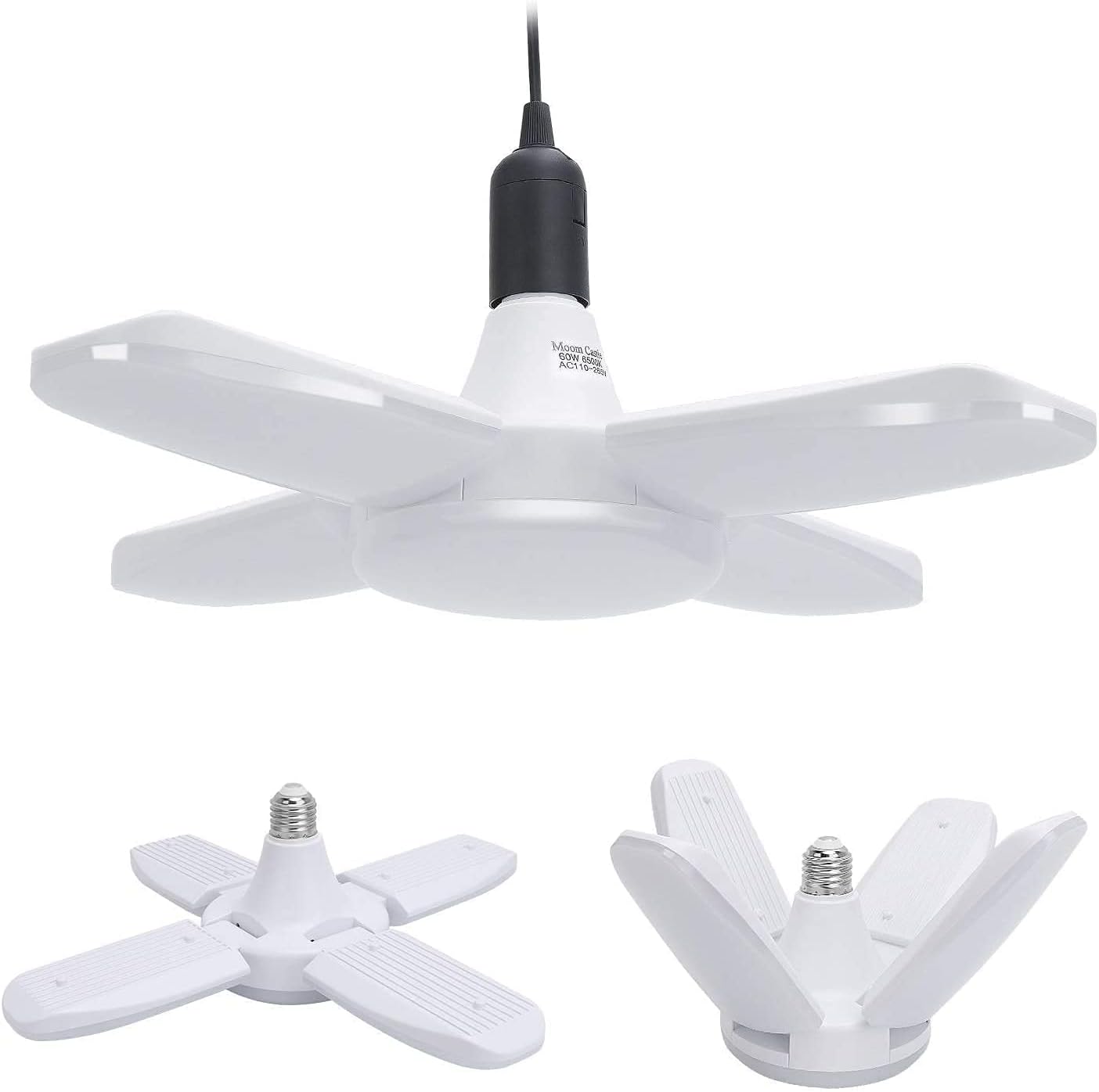 LED Garage Lights,60W Adjustable Trilights LED Garage Ceiling Light,6000Lumens LED Garage Ceiling Light, 6000k Nature Light with High Bright Garage Light for Garage,Warehouse