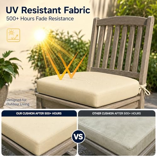 Coussin de chaise extérieur imperméable orange 43x43x8cm en mousse - 7