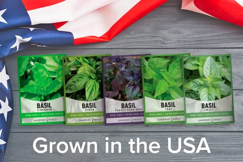 Gardeners Basics, Basil Seeds for Planting Home Garden Herbs - 5 Variety Herb Pack Thai, Lemon, Cinnamon, Sweet and Dark Opal Basil Seeds Herb Seeds for Indoors, Outdoors, Hydroponics & Aquaponic - Image 5