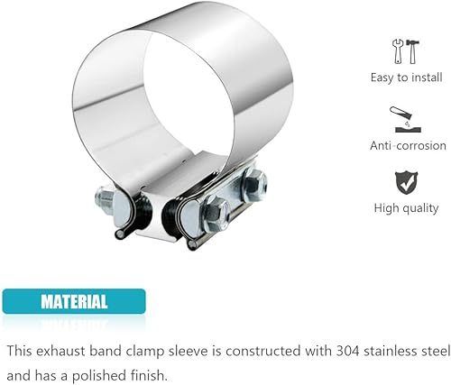 Miniatura 9 de Abrazadera de escape de 2.5 pulgadas y 2.5 pulgadas, acoplador de manguito de abrazadera de acero inoxidable de 1 12 pulgadas para tubos de escape,