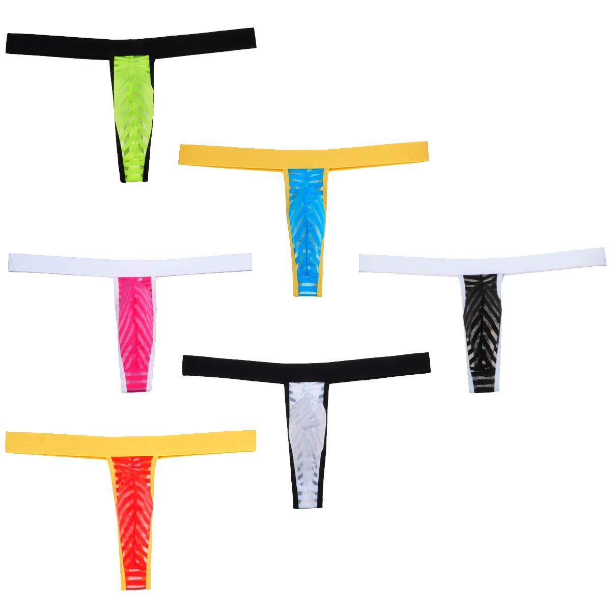 JAXUMen's Stripe Yarn Thong Pouch Mini Bikini G-String Underwear Rope Male Micro T-Back Pants