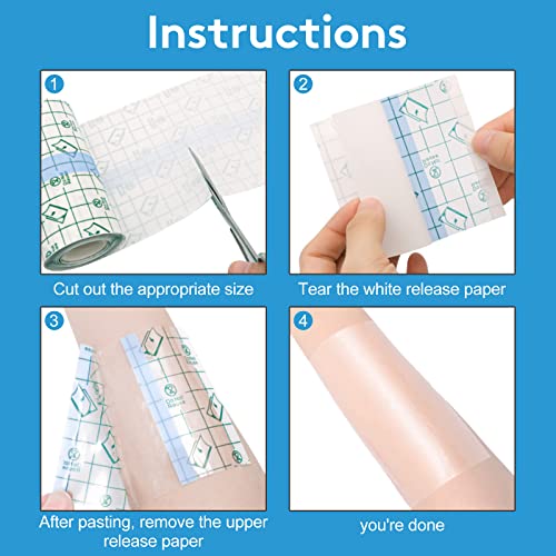 9 Rolls Waterproof Bandages, 3 Sizes Transparent Film Dressing, Clear Adhesive Bandages, Shower Shield Dressing Tape For Shower Tattoos(3 Sizes) #TOP2