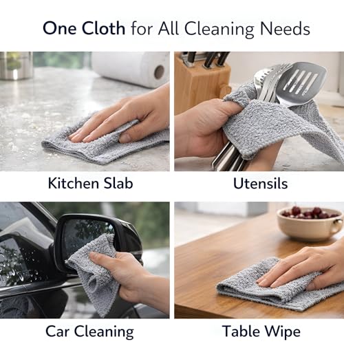 Image of DALUCI Microfiber Cleaning Cloth Roll 40 Pcs (25x25CM) Reusable Tearable Kitchen Cleaning Cloth Ultra Absorbent Lint Free Washable Cleaning Cloth for Kitchen Home Car