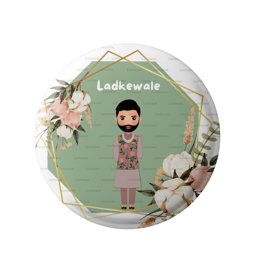Lastwave Premium Ladkewale Badges for wedding,Design 703, Glossy Finish ladkewale badge | ladkewale brooch, ladkewale pin badges for Family wedding and reception (44mm, Pack of 60) (B0CTG1BTM2) Amazon Price History, Amazon Price Tracker