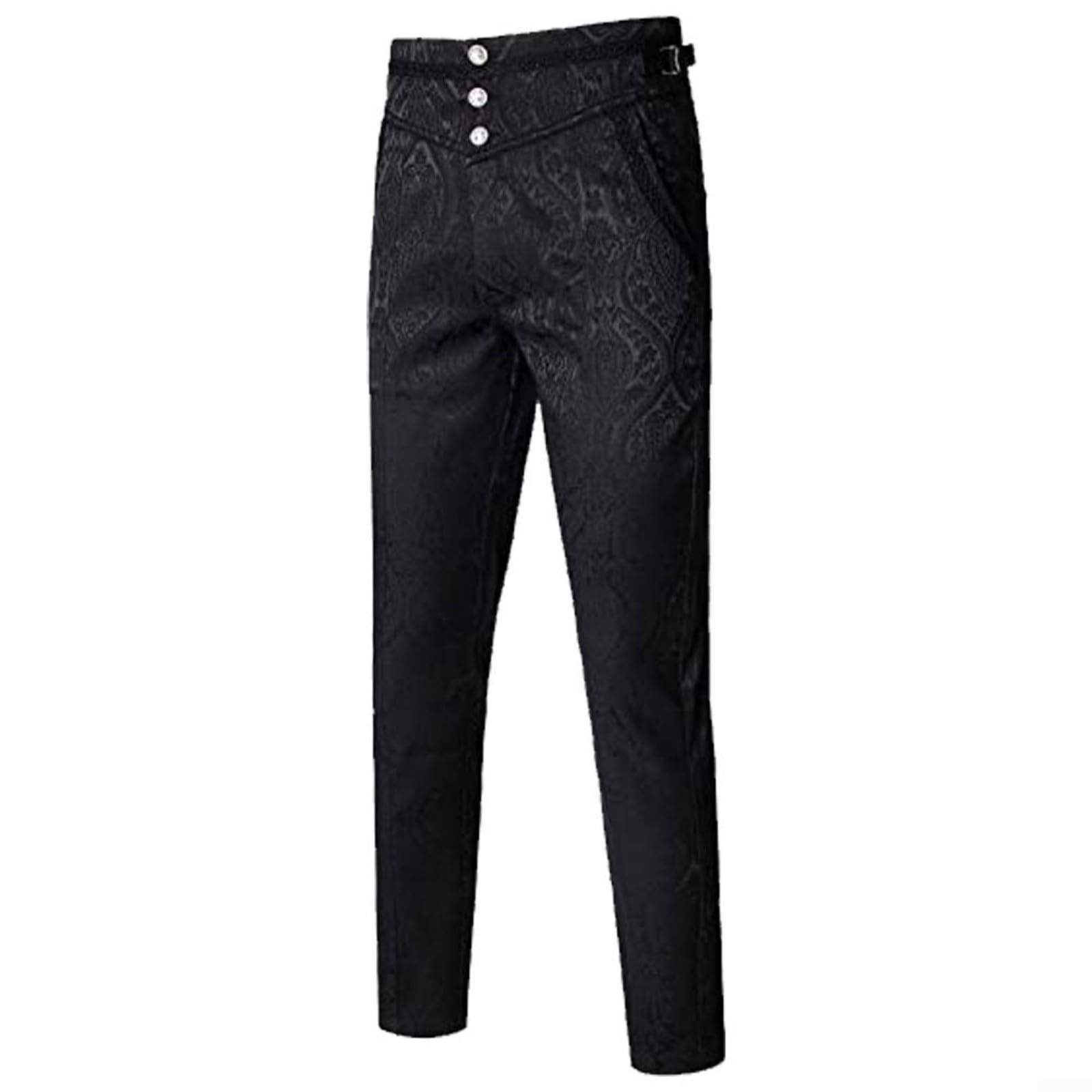 Pantalon Gothique Rétro Costume d'Halloween pour Hommes - Pantalon Steampunk Victorien pour Cosplay, Carnaval d'Halloween (Noir, M)