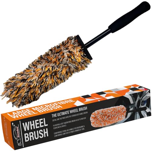 Image of Xtremeauto Soft Head Alloy Wheel Brush - Car Alloy Wheel Cleaner Brush Detailing Cleaning Brush, No Metal Non Scratch Rim Car Wheel Brush Perfect For Motorcycle, Cars & Bicycles (Orange