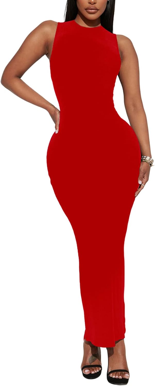 Women's Summer Long Bodycon Dress - Casual Basic Club Party Sleeveless Tank Sheath Dresses - Image 3
