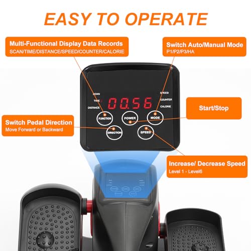 Ganggend Under Desk Elliptical Machine, Portable Ellipse Leg Exerciser Machine with Remote Control, Elliptical Exercise Machine Supports Auto & Manual Mode, Exerciser for Seniors Adults Teens, Orange - Thumbnail 4