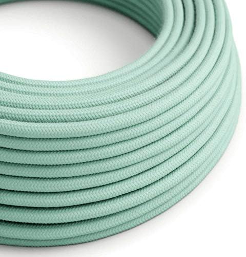 CA Creative Cables Mint Green Cotton Covered Round Electric Cable - RC34-150ft, 3 x 18 AWG