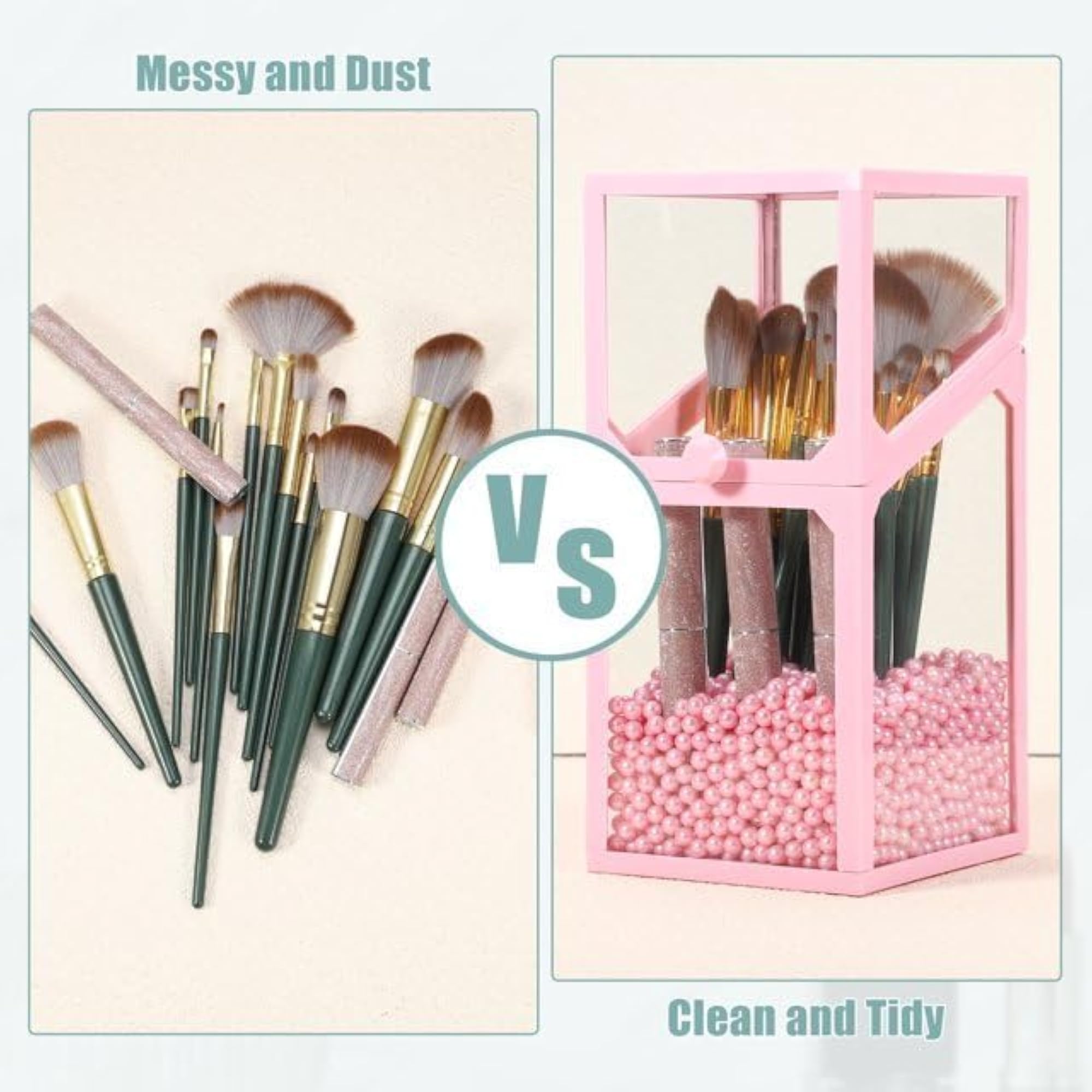 Dustproof Glass Cosmetic Brush Holder Makeup Organizer Box