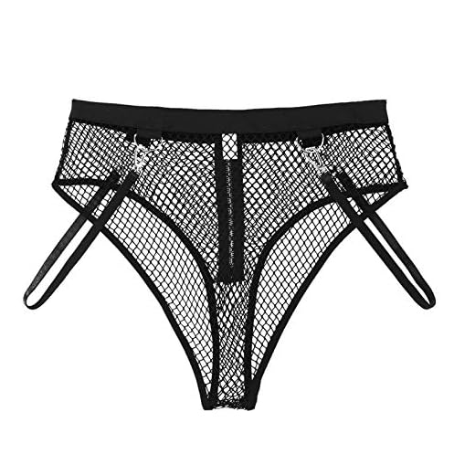 YIJIAN Kvinnor Fishnet Briefs Vuxen Se genom underkläder Front Zipper Shorts Underkläder (Color : Black, Size : Small)
