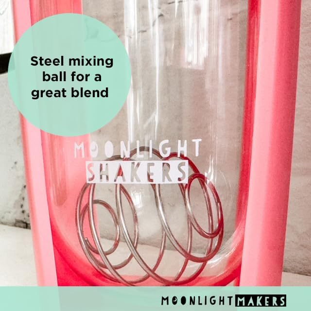 Miniatura 3 de Moonlight Makers Juego de 3 botellas mezcladoras de proteínas de 16 onzas con bola batidora de acero, botella de gimnasio a prueba de fugas, tazas