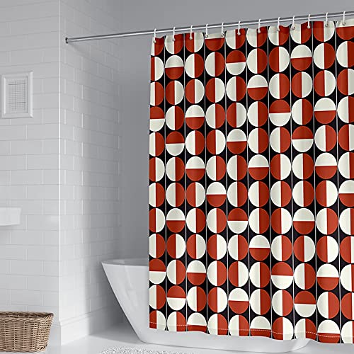 Rideau de douche KnSam polyester motif rond rouge blanc - 2