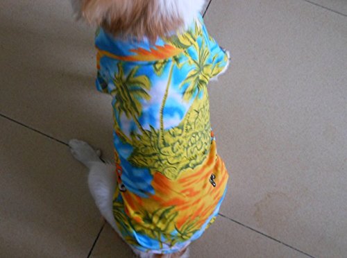 Tangpan Hawaiian Beach Coconut Tree Print Dog Shirt Summer Camp Polo Shirt Clothes Pet Puppy (Yellow, L) #TOP1