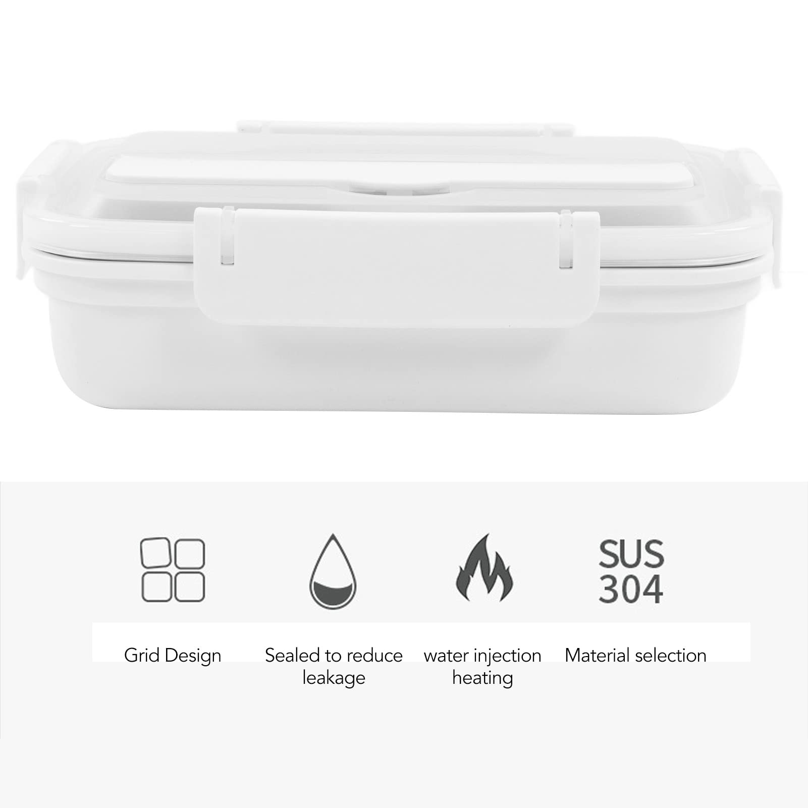 Boîte à lunch Boîte à lunch en acier inoxydable à 4 compartiments, vaisselle portable, légère et compacte(White)