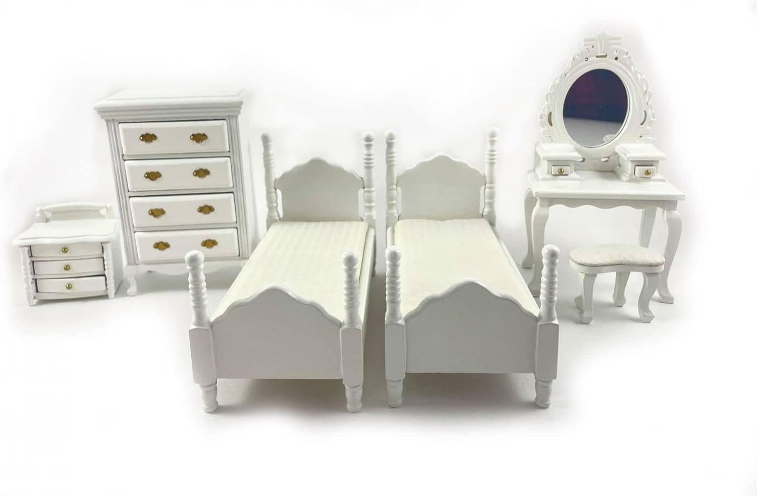 Town Square Miniatures White Twin Bedroom Set Toys & Games