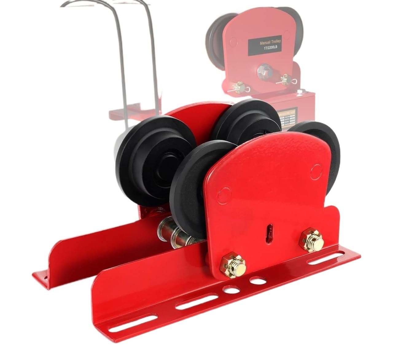Carrello a trave spintore regolabile, Carrello manuale for paranco elettrico, ruote doppie, capacità da 1 e 0,5 tonnellate, flangia con trave a I regolabile(1 Ton)