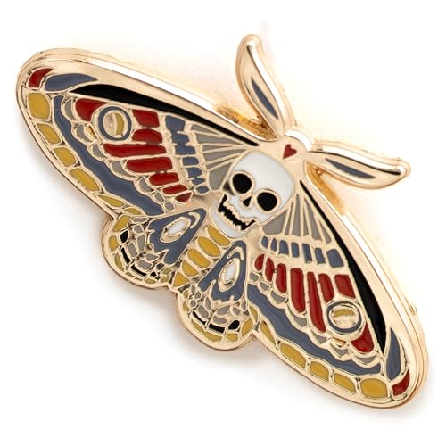 Image of Death Moth Pin - Gothic Death's-Head Hawkmoth Accessory for Dark Aesthetic, Creepy Cute Nature-Inspired Bug Pin, Perfect for Gothic Fashion & Collectible Insect Lovers
