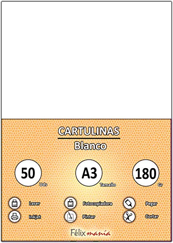 Confezione da 50 cartoncini formato A3, 180 g