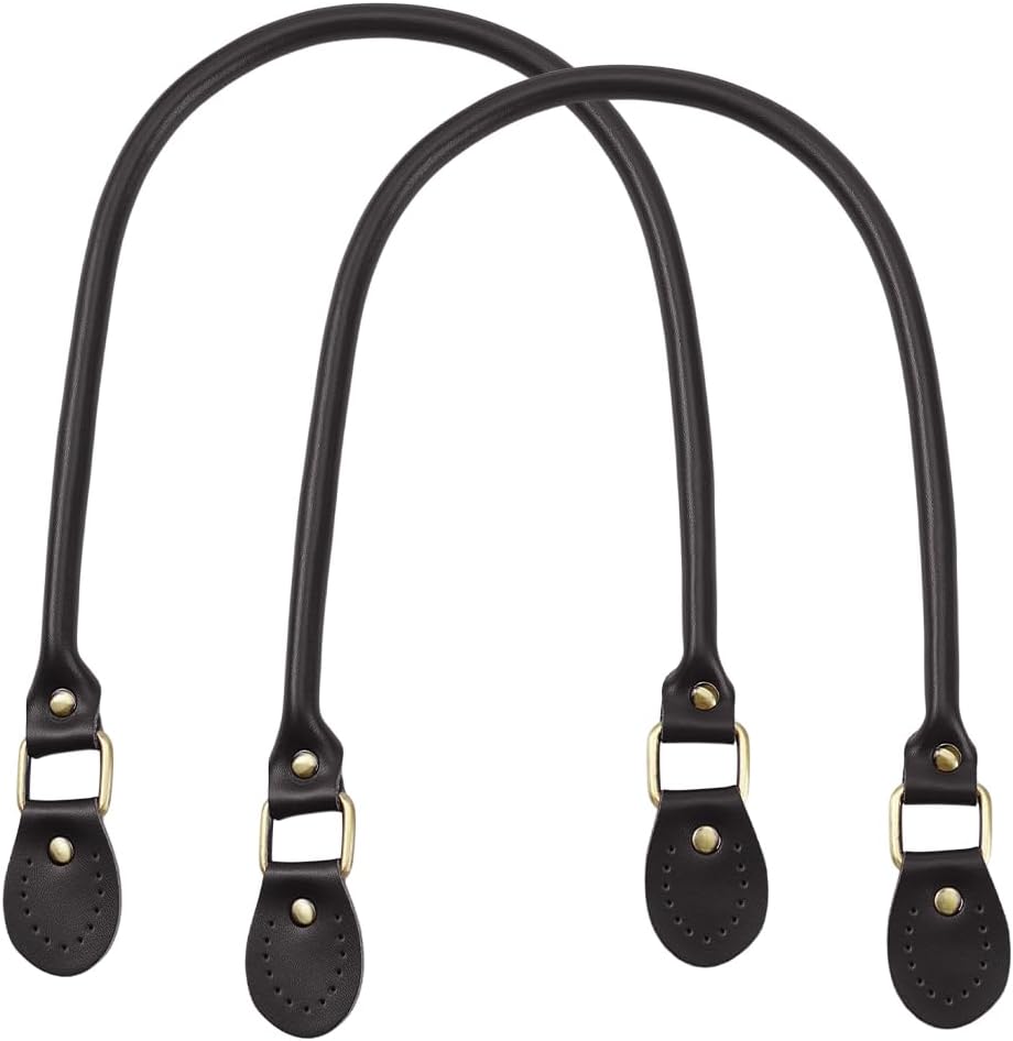 PH PandaHall 2pcs Leather Purse Handles 24.2” Purse Replacement Strap Brown PU Leather Handbag Strap with Alloy Clasps for Purses Handbag Shoulder Crossbody Bag Tote Bag Making Supplies