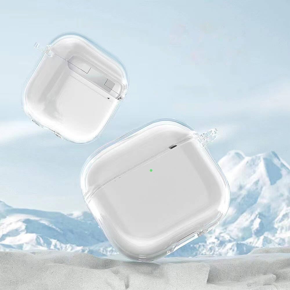 PSR aksesuar- Kılıf Kenarları Renkli Şeffaf Dilimli Silikon Airbag 40 Kılıf Şeffaf Air Pods 4 ile uyumlu