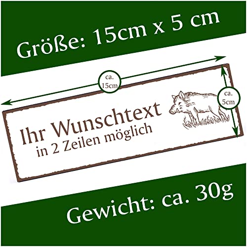 Türschild gezeichneter Keiler Wildschein Namensschild personalisiert mit Gravur- 150mm x 50mm - selbstklebend