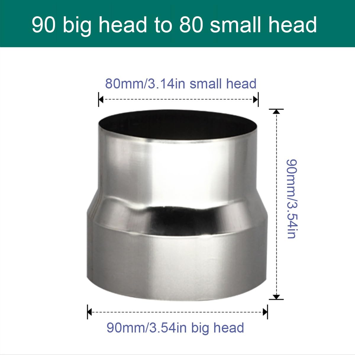 Złącze kominowe redukcyjne do rury pieca, 1 szt. Adapter przewodu kominowego ze stali nierdzewnej Reduktor do komina(9cm~8cm)