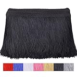 GXTIZAS Black Fringe Trim 10 Yards of 6' Tassel Sewing Trim for Clothing Accessories DIY Craft Latin Wedding Dress Lamp Shade Decoration