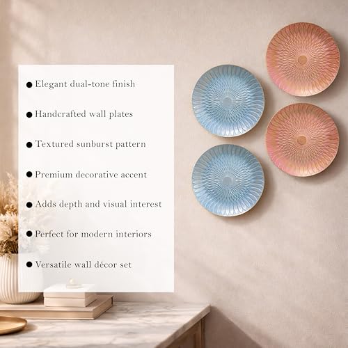 Image of Art Street Set of 4 MDF Decorative,Wall Hanging Plates for Home,Living Room,Hotel Bedroom And Office Decor Show Pieces (Pink & Blue, Size 8 x 8 Inch)