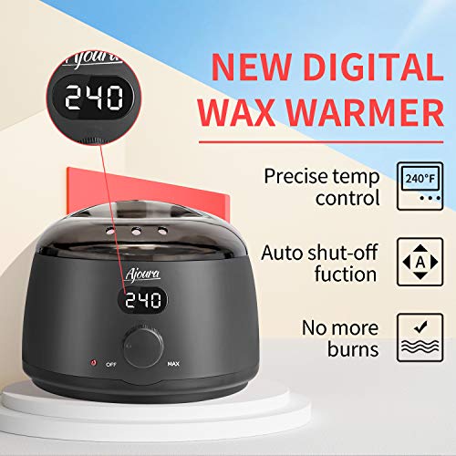 Home Waxing Kit, Ajoura Digital Wax Warmer Kit For Brazilian Bikini Coarse Hair Removal With 14Oz Hard Wax Beads For Eyebrow, Legs, Armpit, Face, Pre & After Wax Spray (Black) #TOP1