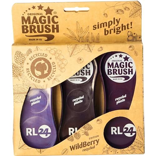 RL24 - Bürstenset (3-teilig) MagicBrush | Hufkratzer für Pferde | für hartnäckigen Schmutz | Pferdebürste für Fellwechsel | reinigt den Hufstrahl | Pferde Zubehör | Edition Wildberry recycled
