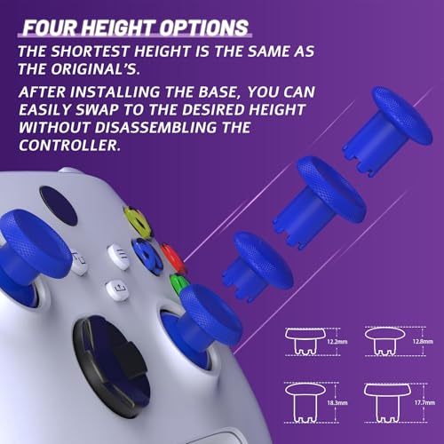 Image of eXtremeRate ThumbsGear V3 Interchangeable Thumbsticks for Xbox Series X /S, 4 Height Adjustable Convex and Concave Grip Joysticks for Xbox One S /X /Elite, for Nintendo Switch Pro Controller - Blue