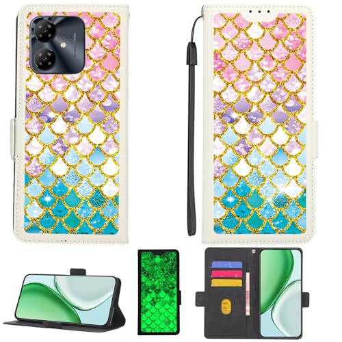 jioeuinly Case Compatible for Mobicel P11 Plus Phone Case Flip Cover [with Tempered Glass Screen Protector][RFID Blocking][Gold Glitter+Luminous] PTB-YL