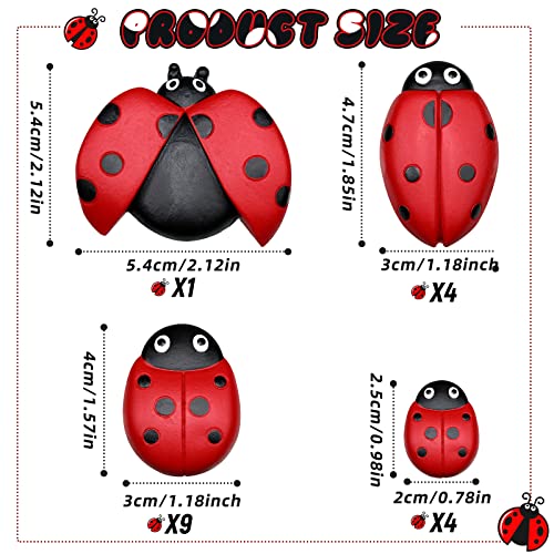 18 Pcs Small Ladybugs Stepping Stones Decor Ladybug Garden Yard Decorations Outdoor 4 Size Lively Ladybug Gifts Ornaments Lady Bugs Garden Decorations For Garden Outdoors Decorations Mom Gifts #TOP1